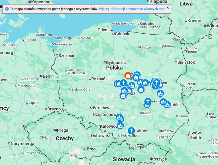 mapy z Kościoła Starokatolickiego Mariawitów wg. "Moich Map Google" - w nowym oknie